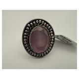 Pink Selenite German Silver Ring Size 7