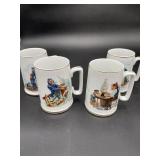 4 Norman Rockwell Collector Mugs