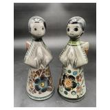Mexican Folk Art Pottery Figurines Pair