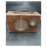 Philco Portable Radio w/ Genuine Cowhide Case