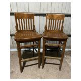 2 Wood Bar Stools