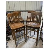 4 Wood Bar Stools
