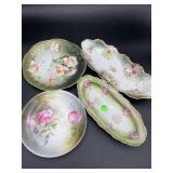 Antique RS Germany Limoges Bavaria Rose Dishes 4pc