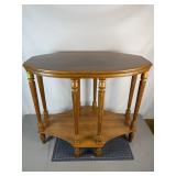 Colonial Revival 6 Leg Oval Side Table Tier Shelf