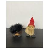 2 Folk Art Gnome & Troll Figures