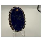 Lapis German Silver Ring Size 7