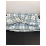 Blue Plaid Sheet & 2 Pillowcases