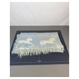 Blue Horse Design Fringed Throw