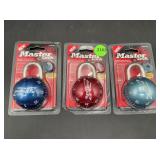 3 Master Lock Sphero Combination Padlocks