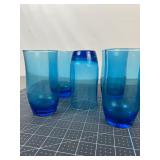 9 Mid-Century Blue Art Glass Tumblers