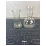 2 Clear Glass Bud & Bottle Vases