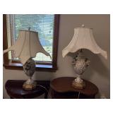 Pair Capodimonte-Style Porcelain Rose Lamps