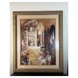 Large Framed European Courtyard Print