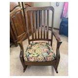 Antique Arts & Crafts Slat-Back Rocking Chair