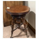 Victorian Walnut Piano Stool w/ Glass Ball Feet