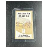 American Grain Co One Grain .999 Fine Silver Bar