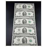 5 2017-A UNC $2.00 Bills In Numeric Order