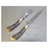 Classic Roast Carving Set w/Faux Antler Handles