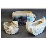 Royal Copley Goldfish & Ducky Planter Vases