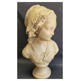 Faux Marble Maiden Sculpture / Bust 12'