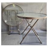 Small Folding Patio Tables w/Glass Tops (2)