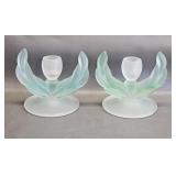Indiana Glass Satin Laurel Wreath Candle Holders 2