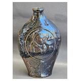 Embossed Brown Ceramic Liqour Flask