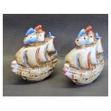 Vintage Porcelain Ship S&P Shakers