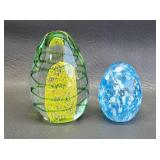 Blown Glass Egg Paperweights (2)