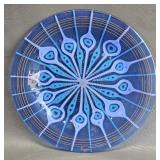 MCM Higgins Art Glass Plate -Blue Starburst