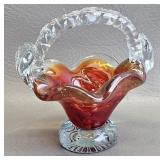 Small Blown Glass Basket -Heavy