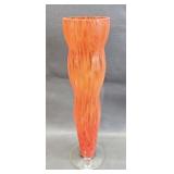 Blown Glass Soda Fountain Vase in Mottled Orange