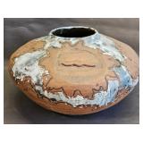 Studio Ceramic Pot w/Primitive Design