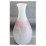 Teardrop Frosted Glass Vase w/Painterly Colors