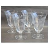 Wheel Engraved Crystal Goblets / Desserts (4)
