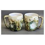 Porcelain Tea Cups w/Majolica Style Shells