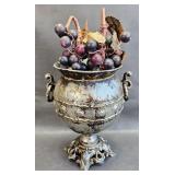 Faux Grapes in Metal Vase