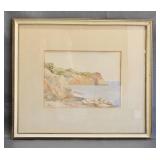 Small Watercolor Painting in Frame -Seascape