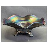 Northwood Carnival Glass Rose Ruffle Bowl