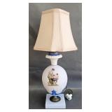 Decorated Glass Table Lamp w/Marble Base