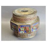 Brass & Copper Enameled Tea Canister -China