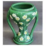Awaji Pottery Vase w/Applied Flowers -Handmade