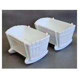 Pottery Baby Cradle Planter Vases (2) Vintage