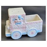 Pottery Piggy Truck Planter Vase Baby Shower Gift