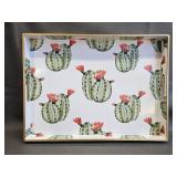 Plastic Serving Tray w/Blooming Cactus Art