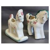 Pottery Horse Vases -Vintage Baby Shower Gift