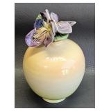 Signed Pottery Jar w/Sculpted Flower Stopper