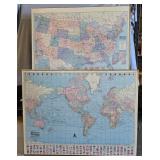 Large Foam Board Mounted Framed Maps -as is