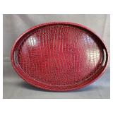 Burgundy Red Faux Alligator Serving Tray