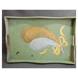 Hand Painted Wood Serving Tray -Feather Plumes